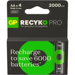 GP ReCyko 4 Pack 2100 mAh Rechargeable AA Pen Battery 