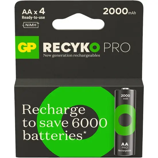GP ReCyko 4 Pack 2100 mAh Rechargeable AA Pen Battery - 1