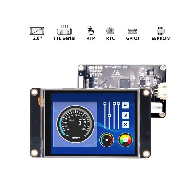 NX3224K028 – 2.8 Inch Nextion HMI Touch TFT Lcd Screen + 8 Port GPIO / 16MB Internal Memory - 5