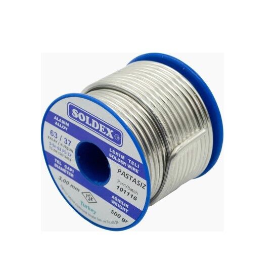 Soldex Sn63 Pb37 Stained Glass Solder Wire (Without Paste) - 3mm 500gr - 1