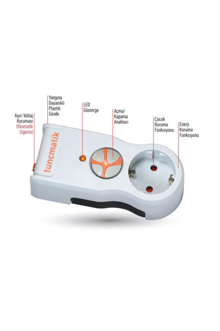 TUNÇMATIK TSK5078 Powersurge Current Protection Socket Single White - 4